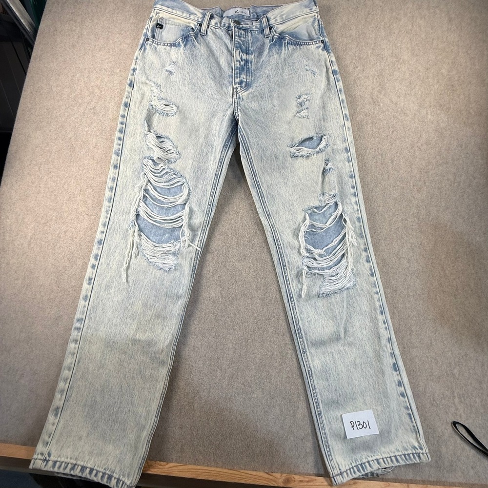 KanCan Light Wash Distressed Straight Leg Jeans KC7374AC Size 13/30 High Rise